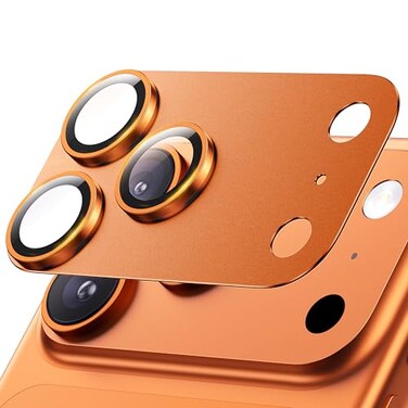 Hoerrye for iPhone 17 Pro Max Camera Lens Protector 12FT Shatterproof Military Grade Strong Adsorption 9H Tempered Glass Camera Screen Full Protective Cover Case FriendlyCosmic Orange
