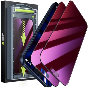 WSKEN for iPhone 17 Pro Max Privacy Screen Protector Purple Gradient Anti Blue Light Eye Protection AutoDust Removal Shatterproof Tempered Glass Screen Protector 17 Pro Max 2 Pack