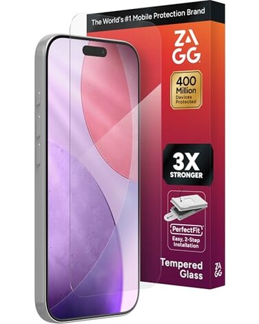 ZAGG Glass Screen Protector for iPhone 17 Pro 3X Stronger Impact Shatter Protection Scratch SmudgeResistant iPhone Tempered Glass InvisibleShield Easy PerfectFit Install