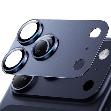 Hoerrye for iPhone 17 Pro Camera Lens Protector 12FT Shatterproof Military Grade Strong Adsorption Top 9H Tempered Glass Camera Screen Full Protective Cover Case FriendlyDeep Blue