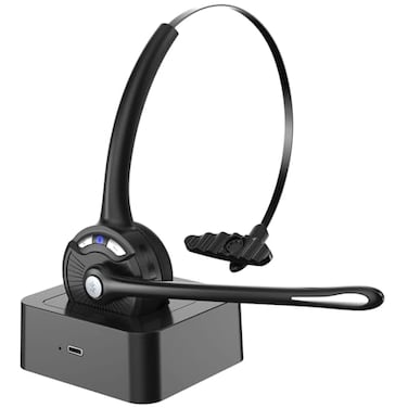 Caymuller Bluetooth Headset with Microphone Noise Canceling Wireless On Ear Headphones Bluetooth Headphones with Mic Charging Base Phone Headset Mute Button for Laptop Skype Call Centers Office Trucke