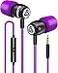 LUDOS Clamor Wired Earbuds inEar Headphones Earphones with Microphone Noise Isolating Ear Buds Memory Foam for iPhone Samsung School Students Kids Women Small Ears Purple