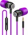 LUDOS Clamor Wired Earbuds inEar Headphones Earphones with Microphone Noise Isolating Ear Buds Memory Foam for iPhone Samsung School Students Kids Women Small Ears Purple
