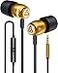 LUDOS Clamor Wired Earbuds inEar Headphones Earphones with Microphone Noise Isolating Ear Buds Memory Foam for iPhone Samsung School Students Kids Women Small Ears Gold