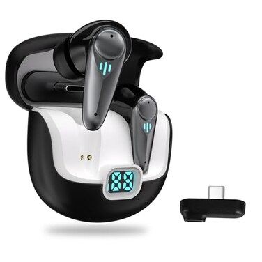 KASOTT 24GHZ Wireless Gaming Earbuds30MS LowLatencyBluetooth 54with ANC Active Noise CancellingUSBC Dongle IncludedCompatible with Meta Quest 32Steam DeckPS54VRPCSwitch Black