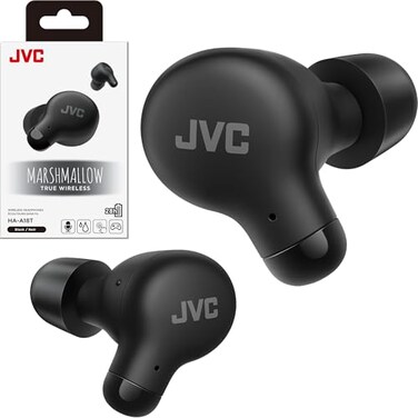 JVC Marshmallow True Wireless Bluetooth 53 Earbuds 28H Battery Memory Foam Earpieces for AllDay Comfort IPX4 Water Resistant Mic Compact Case for iPhone Android