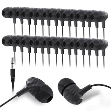 Wensdo Wholesale School Earbuds Headphones 100 Pack Bulk Earphones for Classroom Students Kids Teens Children Gift and AdultHY400 Black