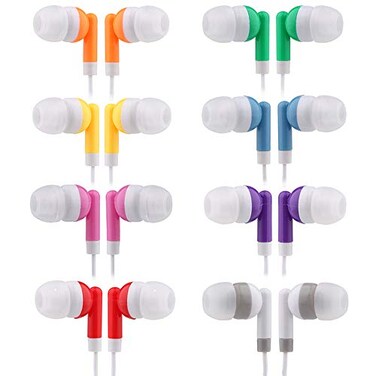 CN-Outlet CNOutlet Wholesale Kids Bulk Earbuds Headphones 200 Pack Multi Colored Individually Bagged Disposable Earphones Perfect for School Classroom Libraries Students