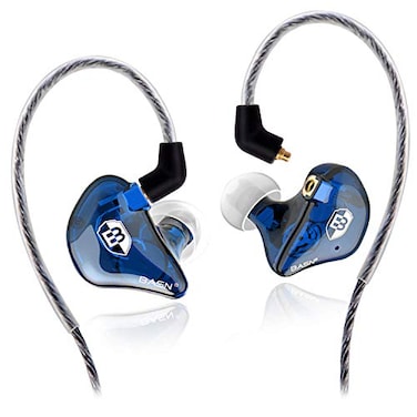 BASN HighDefinition in Ear Monitor Headphones for Musicians with Detachable MMCX Earbuds Dual Dynamic Drivers and NoiseIsolating Blue