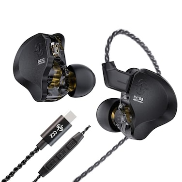 Kinboofi CCZ DC02 USB C Earbuds Wired with Microphone Dual Magnetic Circuit DD IEM Earbudsin Ear Type C Headphones with mic Powerful Bass Lightweight TypeC Wired Earphones with TangleFree Flat Cable