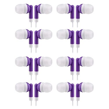 CN-Outlet CNOutlet Wholesale Bulk Earbuds Headphones 50 Pack for KidsClassroomLabsStudents and Adults Purple