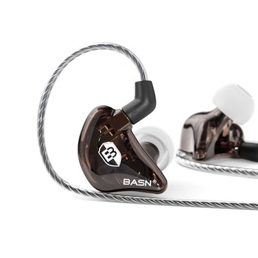BASN Bsinger PRO inEar Monitors Hybrid Dynamic Dual Drivers Two Detachable MMCX Cables Musicians inEar Earbuds Headphones Brown