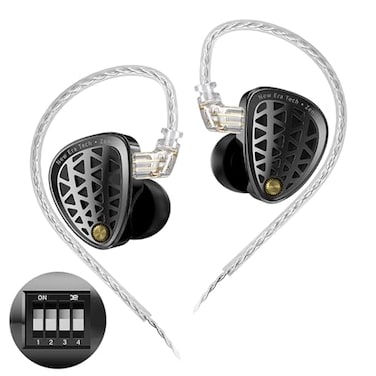 Bawjog KZ Zenith Tunable HiFi EarbudUltra Linear Dynamic Driver inEar Headphone 075 2pin Wired Bassy IEM Earphone for Audiophile Without Mic Black