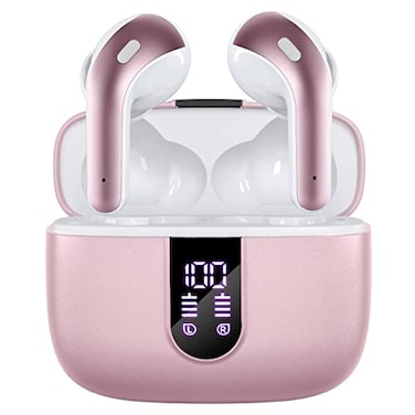 TAGRY Bluetooth Headphones True Wireless Earbuds 60H Playback LED Power Display Earphones with Wireless Charging Case IPX5 Waterproof inEar Ear buds with Mic for TV Smart Phone Laptop Computer Sports