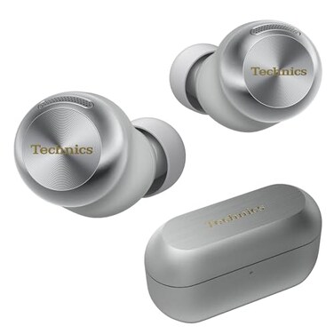 Technics Reference Class HiFi Wireless Ear Buds Dolby Atmos with Head Tracking Adaptive Noise Cancelling 3 Device Multipoint 10Hr Battery Wireless Charging Improved Fit EAHAZ100SSilver