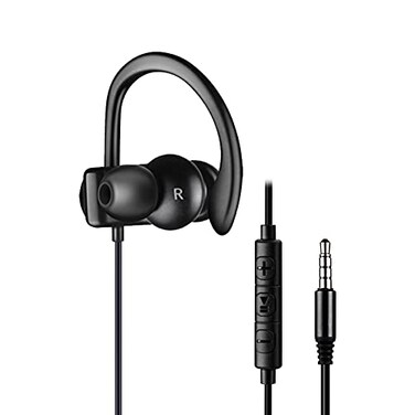 C G CHANGEEK Single Earbud One Ear Sport Earphone with Hook Mono Headphone with Mic and inline Control for Safe Driving Biking Running Gaming and Working for Right Ear Wearing Only CGS09