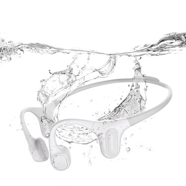 mojawa Run Plus Bone Conduction Headphones OpenEar Bluetooth Headphones 32GB MP3 Player IP68 Waterproof Swimming Earbuds Deep Bass Secure Fit for Running Gym and Daily Use Grey