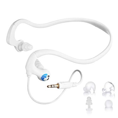 Underwater Audio HydroActive Premium ShortCord Waterproof Headphones Wired 35 mm Jack with 11 Earbuds in 4 Styles Separate Music Player Purchase Required