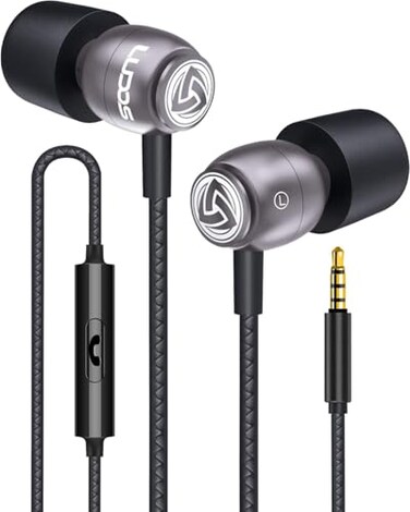 LUDOS Clamor Wired Earbuds inEar Headphones Earphones with Microphone Noise Isolating Ear Buds Memory Foam for iPhone Samsung School Students Kids Women Small Ears Grey