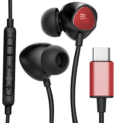 BolleRaven Bolle Raven Thore USB Type C Earbuds in Ear Wired Headphones with Microphone Remote for S21 S22 S23 S24 S25 Ultra Pixel 45 XL66a78 Pro iPad Pro Red