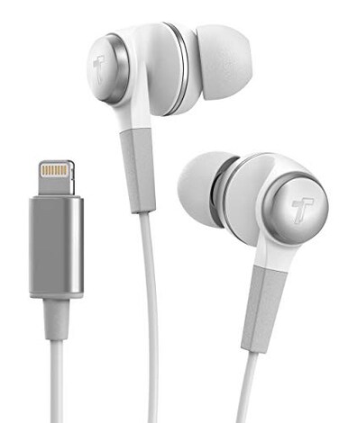 Thore iPhone Earphones Apple MFi V120 in Ear Wired Lightning Earbuds SweatWater Resistant Headphones with MicVolume Remote for iPhone 121314 Pro Max White