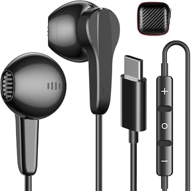 APETOO USB C Headphones Wired Earbuds with Mic Volume Control for iPhone 17 16 15 Pro Max Galaxy S26 S25 S24 S23 S22 Ultra HiFi Stereo Magnetic Type C Earphones Plugin inEar Headset for iPad ProAndroi