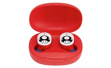 eKids Super Mario Wireless Earbuds for Kids Bluetooth Earbuds with Charging Case