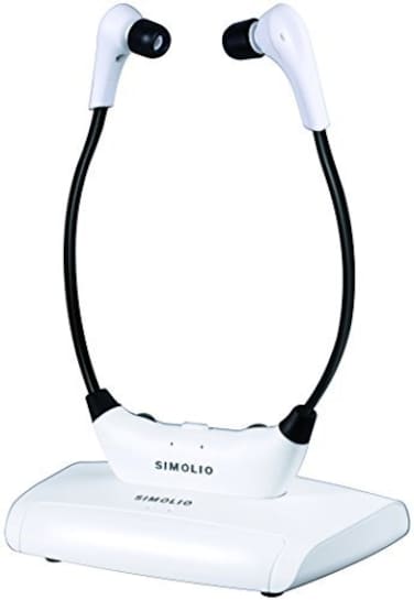 SIMOLIO 24G Wireless TV Headsets for Seniors Elderly No Delay TV Voice Clear Headphones Wireless Earphones with Extra Soft Earbuds for Optical RCA Headphone Ported Television