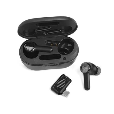 JBL Quantum TWS True Wireless Noise Cancelling Gaming Earbuds Fast Pair and JBL Dual Source 6 beamforming mics IPX4 Water Resistant Up to 8hrs Playtime with 16hr of Backup in The case Black