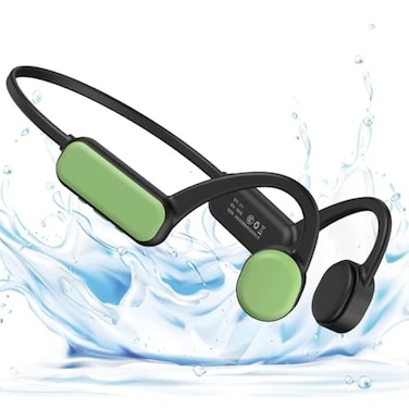 IHAO Swimming Headphones True Bone Conduction Open Ear Headset MP3 Player Builtin 16G Memory IP68 Underwater Waterproof Stereo Bluetooth Earphone for Driving Bicycling Running SkiingGreen