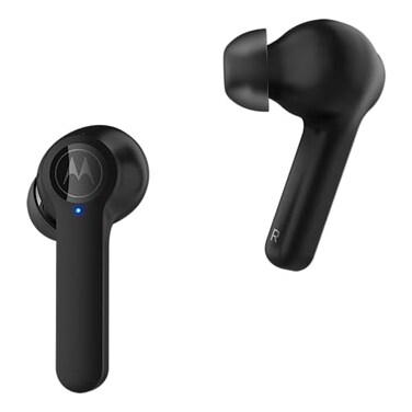 Motorola Sound Motorola Moto BudsS ANC True Wireless Bluetooth Earbuds with Microphone and Active Noise Cancellation IPX5 Water Resistant Touch Control Comfort Fit Includes Micro Charging Case Black