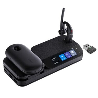 YEALINK BH71 Bluetooth Wireless Mono Headset BHB710 Workstation w 3 Colour Touch screen Carry Case 20hrs Qi Wireless Charging3 Size Ear Plug