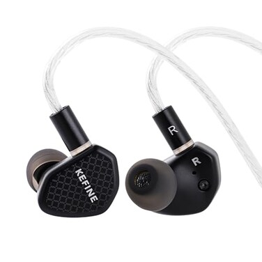 Linsoul Kefine Klean in Ear Monitor10mm DLC Diaphragm Dynamic Driver HiFi EarphonesWired Gaming EarbudsReplaceable NozzlesDetachable SilverPlated Cable for Audiophile No Mic 35mm Black
