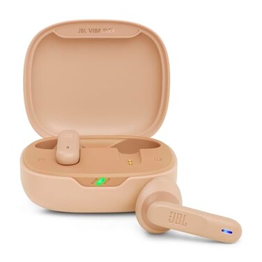 JBL Vibe Flex True Wireless Earbuds Bluetooth Earphones with Deep Bass Sound IP54 Water Dust Resistant Long Battery Life Voice Assistant Compatible OpenEar Design Beige