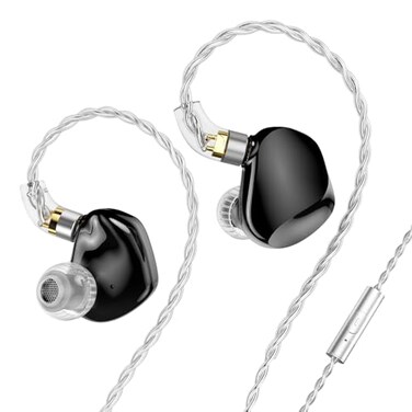 Sabaj TRN VX Pro 1DD8BA Flagship HiFi Earphones with Microphone 2PinDetachable Cable HighResolution Audio 35mmPearl Black