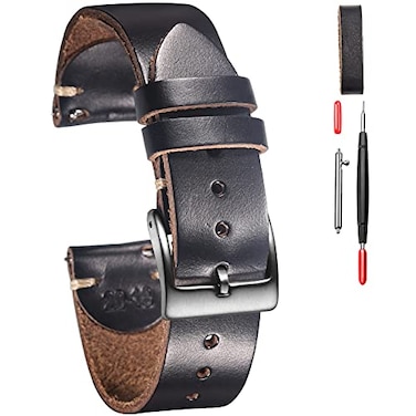 hemsut h Horween Leather Watch Bands for Men 18mm Watch Strap Quick Release Vintage Watch Wrap with Heavy Duty Dust Buckle