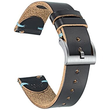 hemsut h 20mm Leather Watch Bands for Men Thin Soft Horween Leather Watch Strap Quick Release Vintage Watch Wrap
