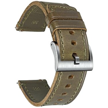 hemsut h Soft Leather Watch Bands for Men Horween Quick Release Leather Watch Strap Vintage Watch Replacement Wrap of 20mm