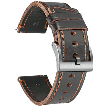 hemsut h Soft Leather Watch Bands for Men Horween Quick Release Leather Watch Strap Vintage Watch Replacement Wrap of 18mm