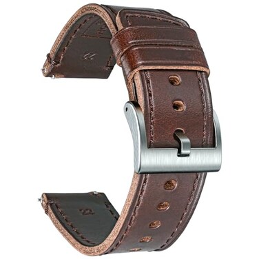 hemsut h Soft Leather Watch Bands for Men Horween Quick Release Leather Watch Strap Vintage Watch Replacement Wrap of 22mm