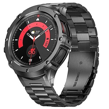 SUPLINK Stainless Steel Case and Bands Compatible Galaxy Watch 5 Pro Band 45mm Adjustable Solid Metal Protective Rugged Case Bamd for Samsung Galaxy Watch 5 pro Men Business Space Grey