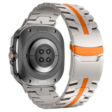 BOVIPO Titanium Band Compatible with Samsung Galaxy Watch 7 Ultra 47mm Solid Men Replacement Robust Metal Link Wristband TitaniumOrange