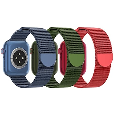 STEEZRD 3 Pack Mesh Metal Apple Watch Bands 38mm45mm Stainless Steel Magnetic Loop Band Replacement for Ultra 2 iWatch Series 98SE7654321