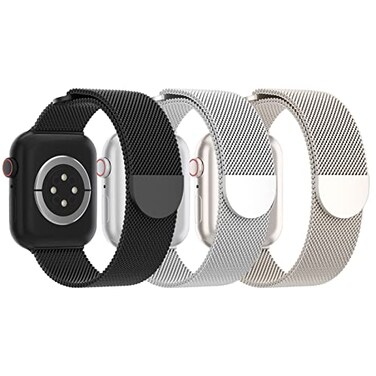 STEEZRD 3 Pack Mesh Metal Apple Watch Bands 38mm45mm Stainless Steel Magnetic Loop Band Replacement for Ultra 2 iWatch Series 98SE7654321