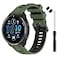 TopPerfekt Band Compatible with Garmin Forerunner 965 Soft Silicone Replacement Watch Band Strap for 965 Smart Watch for Women Men Army Green Black