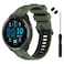 TopPerfekt Band Compatible with Garmin Forerunner 965 Soft Silicone Replacement Watch Band Strap for 965 Smart Watch for Women Men Army Green Black