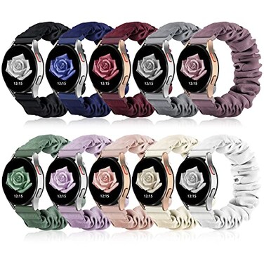 Tovimall Compatible with Samsung Galaxy Watch 7654Active 2FE Bands 40mm44mm 20mm Quick Release Scrunchie Strap Stretchy Cute Elastic Fabric Bands 10Pack Women