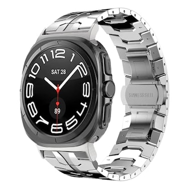 WONJOY Compatible with Samsung Galaxy Watch Ultra Band 47mm20252024 Robust Men Stainless Steel Replacement Link Metal Bracelet Silver 2