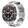 WONJOY Compatible with Samsung Galaxy Watch Ultra Band 47mm20252024 Robust Men Stainless Steel Replacement Link Metal Bracelet SilverOrange