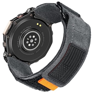 HEMSUT Watch Bands Compatible with Amazfit TRex 3 Soft Suede Leather Wide Hoop and Loop Rugged Sports Strap Soft Suede Leather BrownBlack